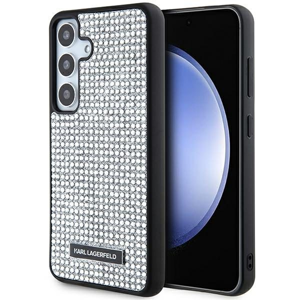 Karl Lagerfeld KLHCS24SHDSPRS Hardcase Silver Rhinestone Metal Logo Samsung Galaxy S24 Tok