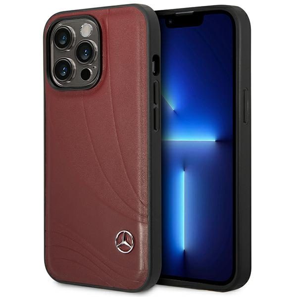 Mercedes MEHCP14L8ROLR Red HardCase Leather Wave Patern iPhone 14 Pro Tok