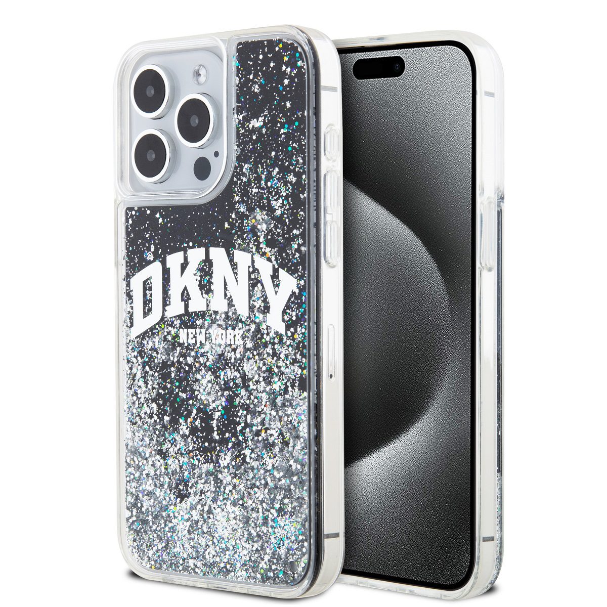 DKNY Liquid Glitter Arch Logo Black iPhone 12/12 Pro Tok