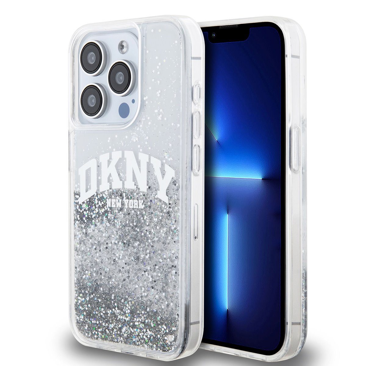 DKNY Liquid Glitter Arch Logo Transparent iPhone 14 Pro Max Tok