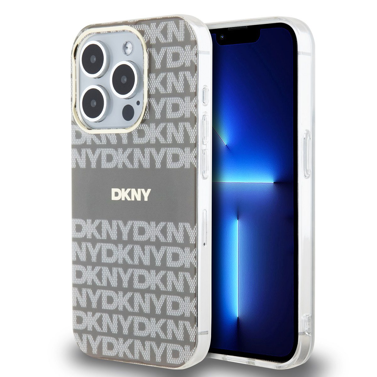 DKNY PC/TPU Repeat Pattern Tonal Stripe MagSafe Beige iPhone 15 Pro Tok