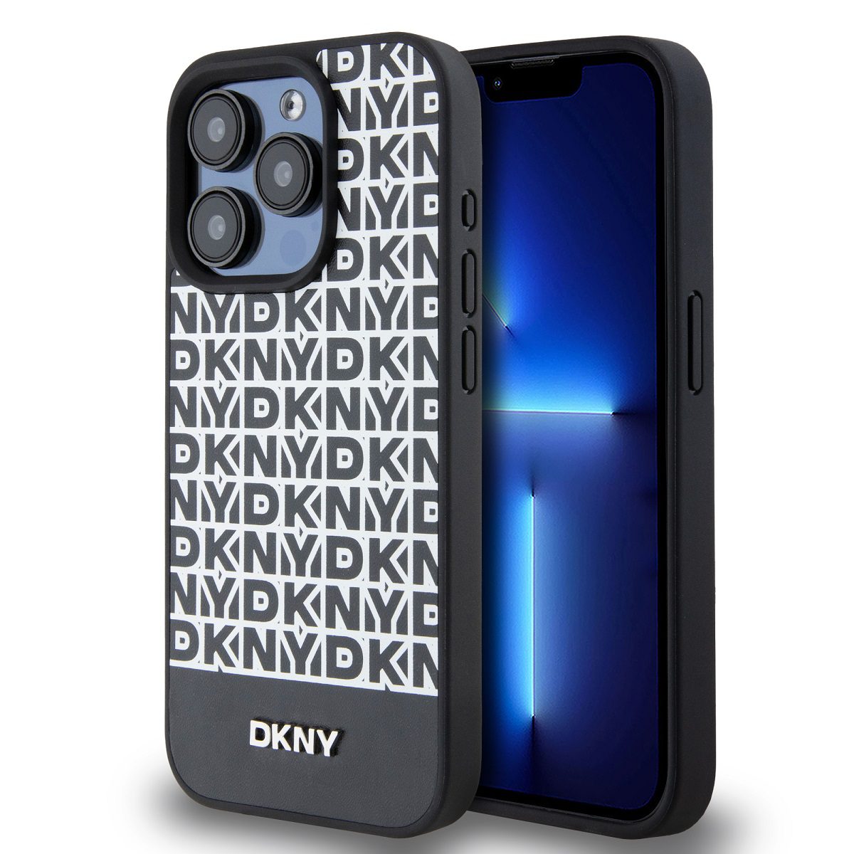 DKNY PU Leather Repeat Pattern Bottom Stripe MagSafe Black iPhone 12/12 Pro Tok