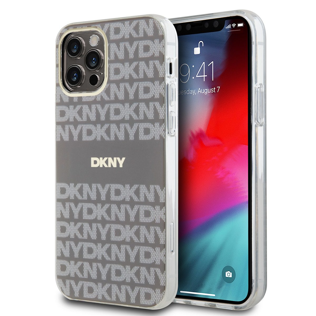 DKNY PC/TPU Repeat Pattern Tonal Stripe MagSafe Beige iPhone 12/12 Pro Tok