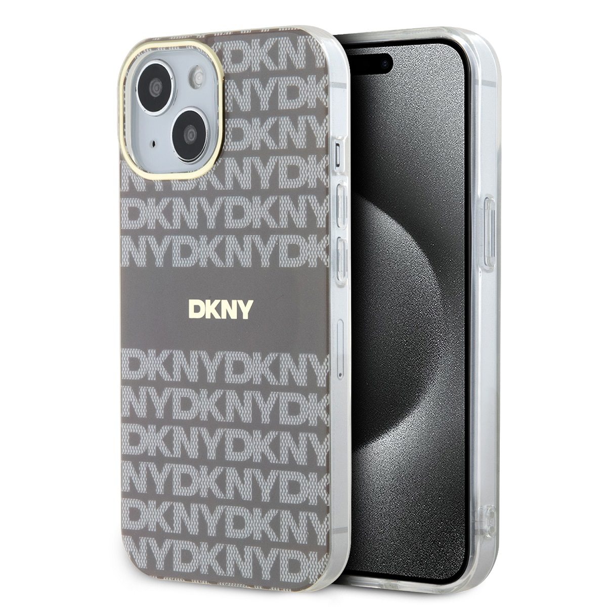 DKNY PC/TPU Repeat Pattern Tonal Stripe MagSafe Beige iPhone 13 Tok