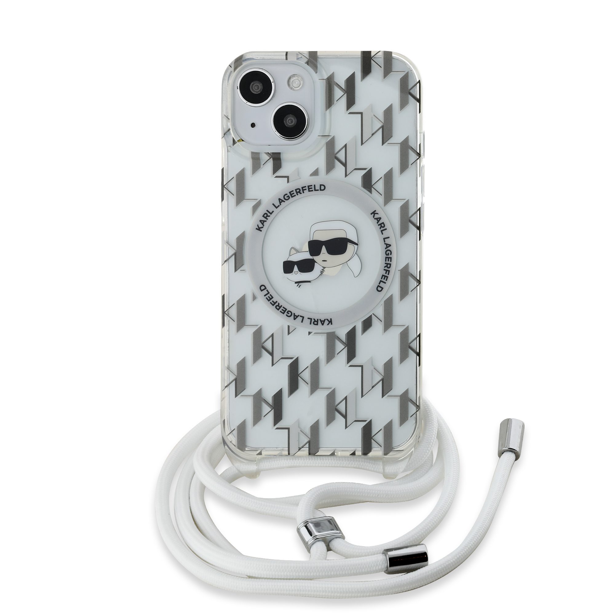 Karl Lagerfeld IML Monogram Crossbody K&CH Heads MagSafe Transparent iPhone 15 Tok